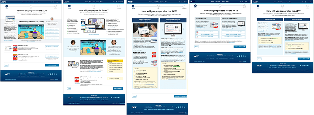 Several different iterations of the Extras page.