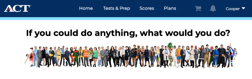 Screenshot of the top of the career-interest survey.