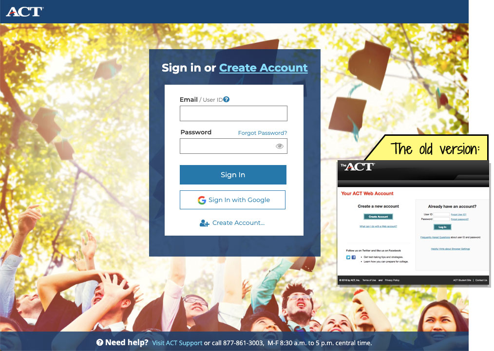 Screenshot of the old and new versions of user sign in.