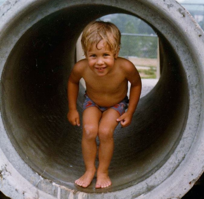 Me as a kid, standing in a pipe for some reason.