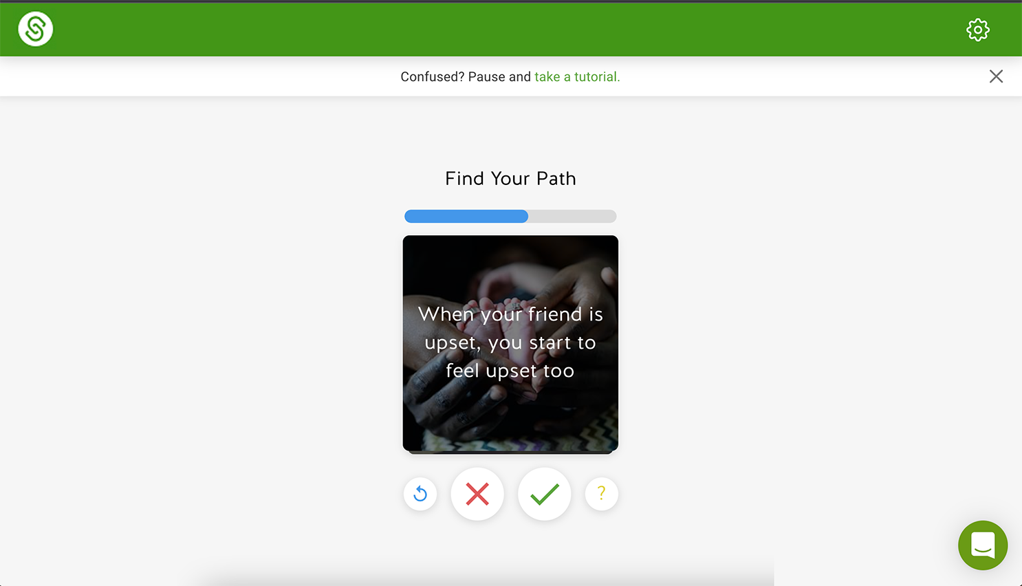 The 'Before' version of the 'Find your path' career assessment.