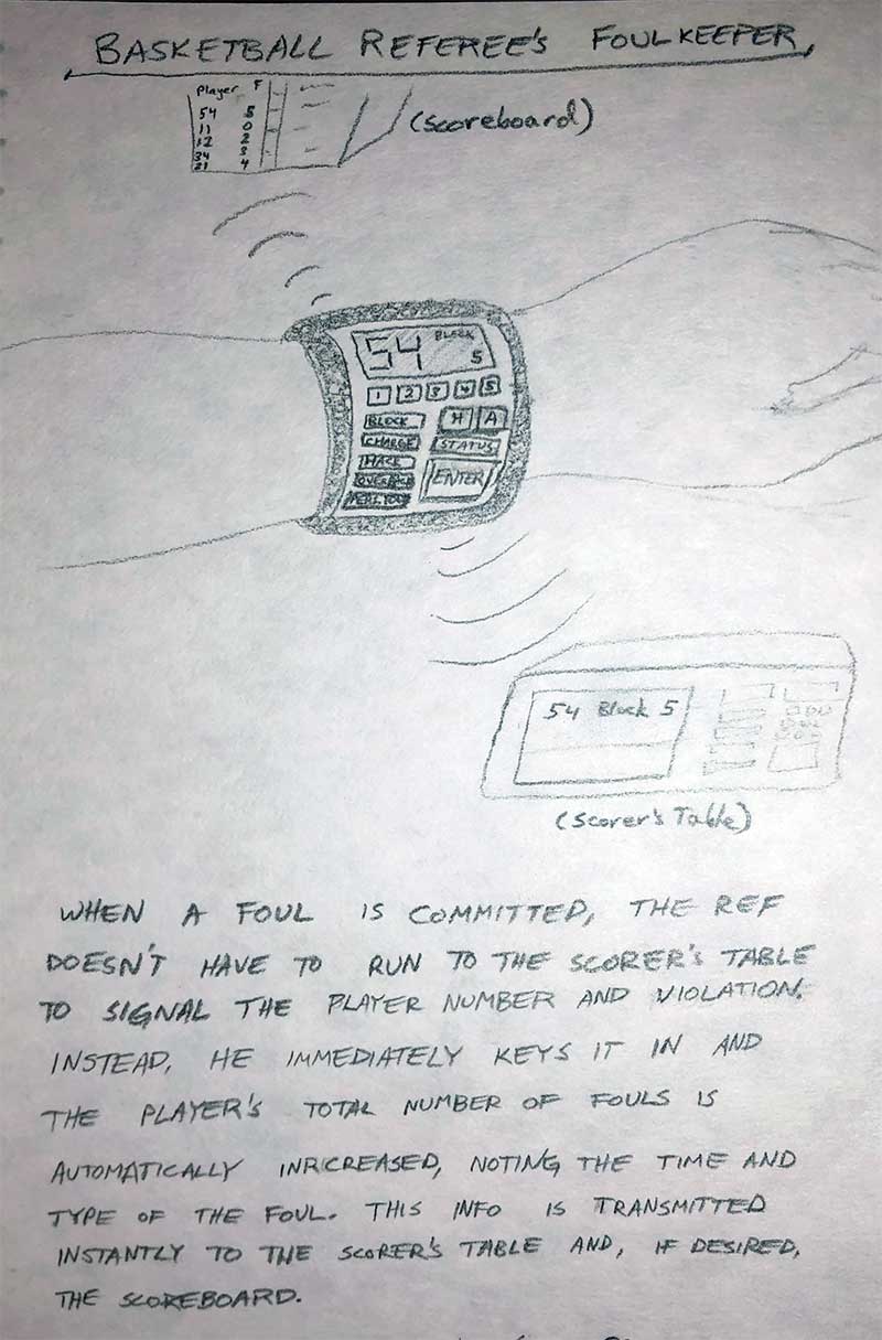 Sketch of a tool for basketball referees.