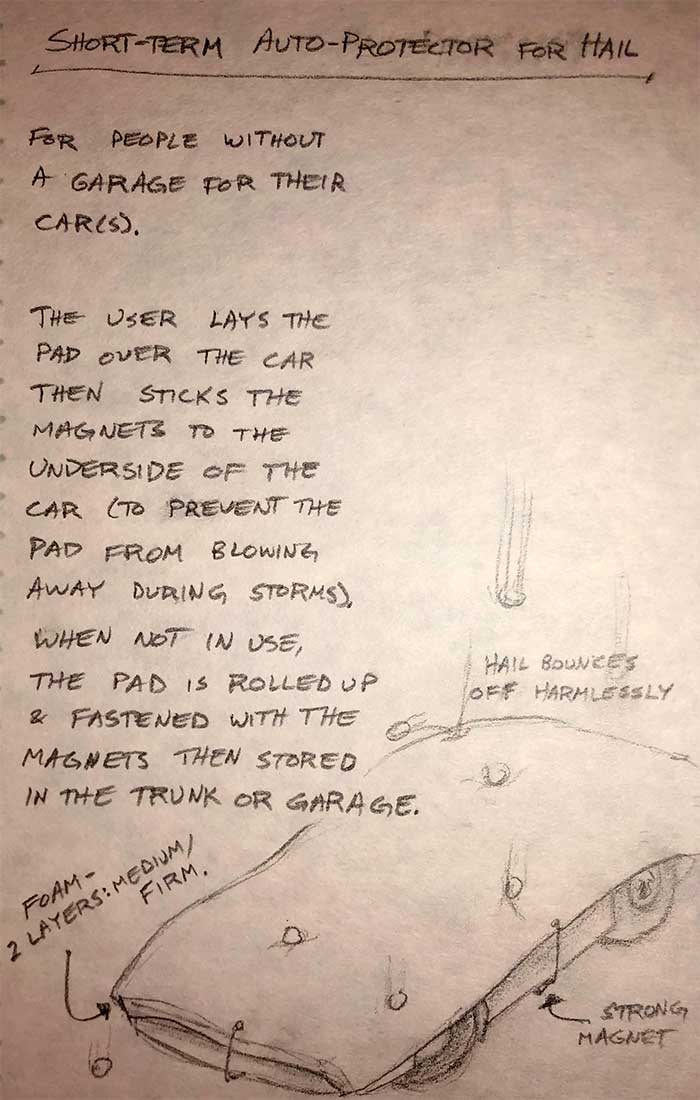 Sketch of a car hail cover.